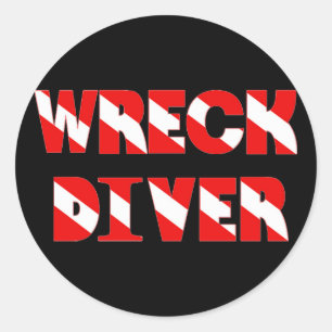 Wreck Diver Text Style Classic Round Sticker