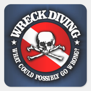 Wreck Diving (Skull) Square Sticker