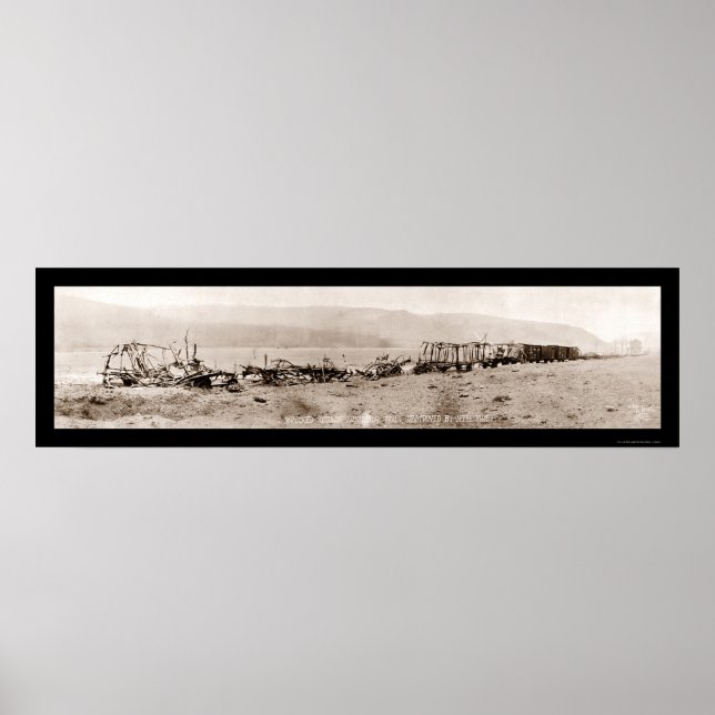 Wreck German Train WWI Photo 1918 Poster (Front)