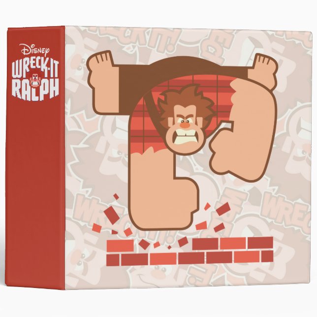 Wreck it Ralph Pounding Bricks 3 Ring Binder (Front/Spine)