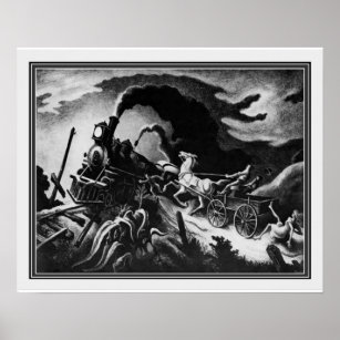 "Wreck of the Old '97" by Thomas Hart Benton 16x20 Poster