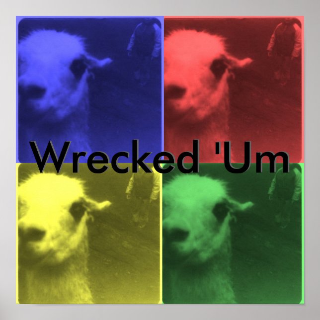 Wrecked 'Um 4 Color Llama Poster (Front)