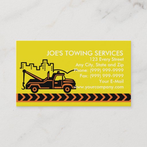 Customizable Wrecker tow truck with building business cards