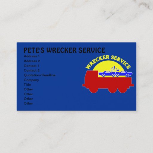 Customizable Wrecker Towing Service Business Cards