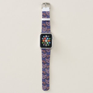 Wren and hellebore, violet and pink apple watch band