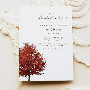 Wren - Autumn Watercolor Red Maple Tree Bridal Invitation
