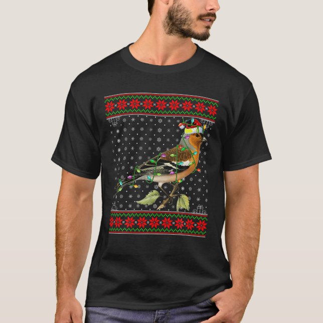 Wren Bird Christmas Lights Ugly Sweater Santa Wren (Front)