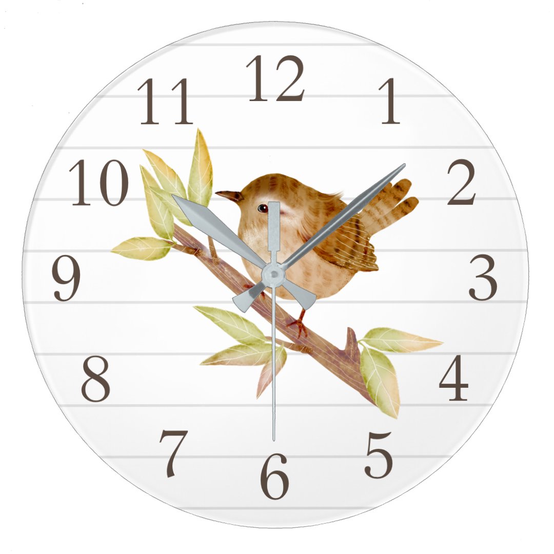 Wren Bird Home Decor Wall Clock | Zazzle