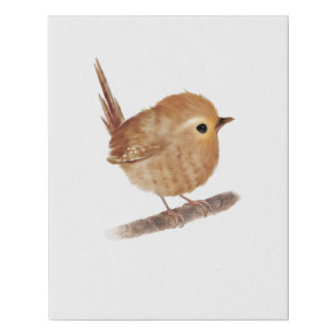 Wren Bird Painting Wrapped Canvas Print