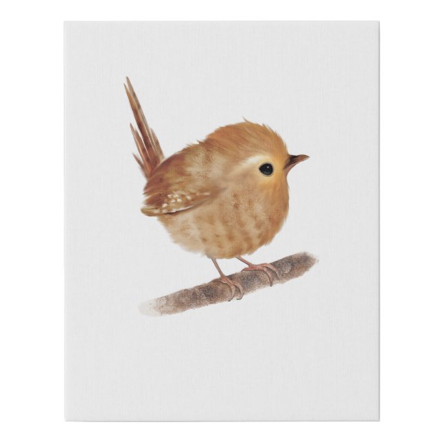 Wren Bird Painting Wrapped Canvas Print (Front)