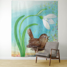 Wren Bird Sing at Dawn In the Spring  