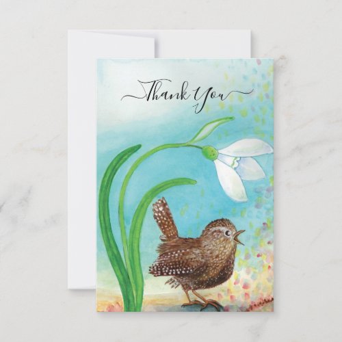 Wren Bird Sing at Dawn In the Spring  Thank You Card