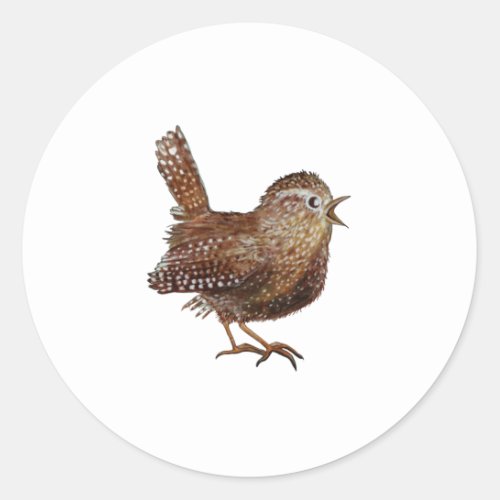 Wren Bird singing loud and beautiful song  Classic Round Sticker