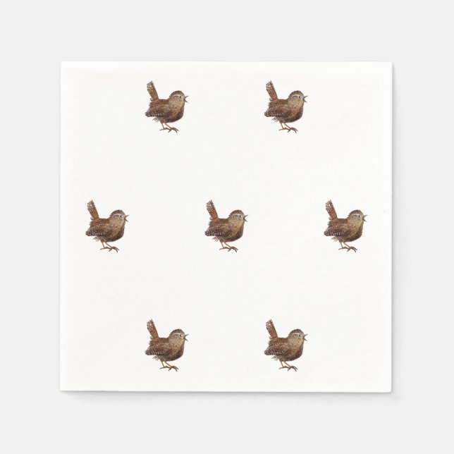 Wren Bird singing loud and beautiful song    Napkins (Front)