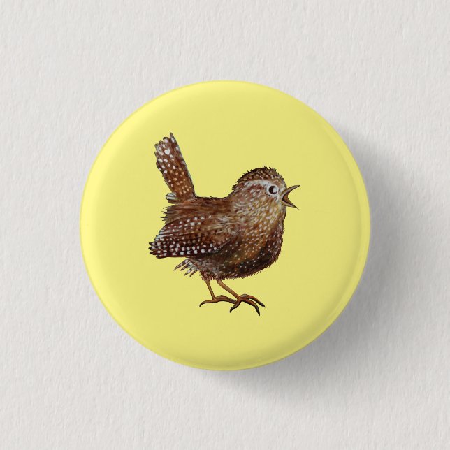 Wren Bird (Troglodytes Troglodytes)   Button (Front)