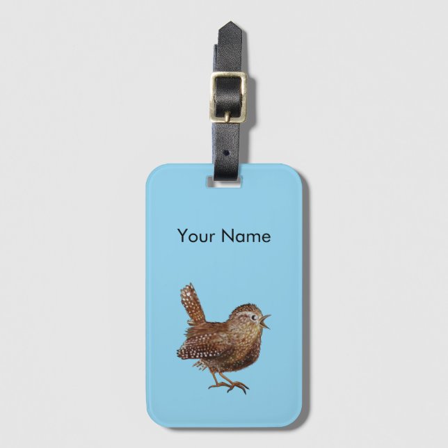 Wren Bird (Troglodytes Troglodytes) Personalized Luggage Tag (Front Vertical)
