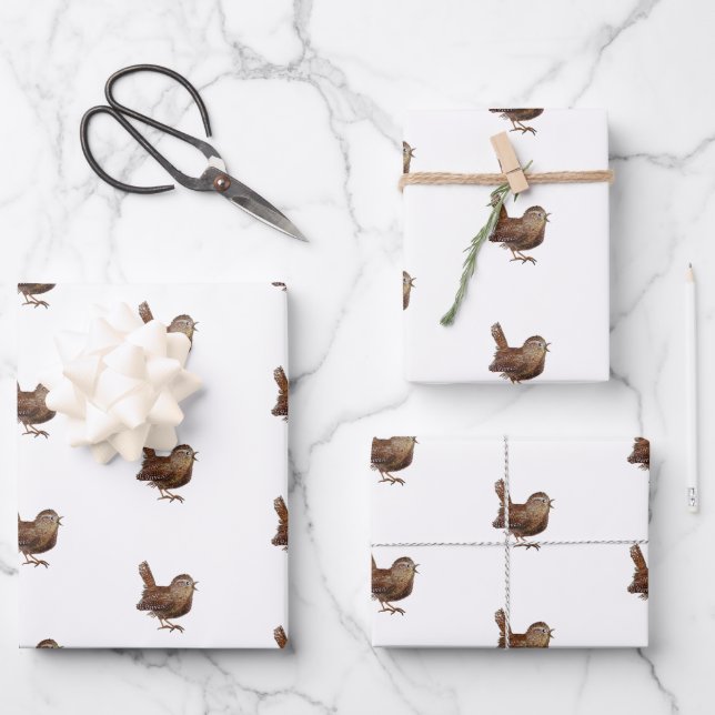 Wren Bird (Troglodytes Troglodytes)    Wrapping Paper Sheets (Front)