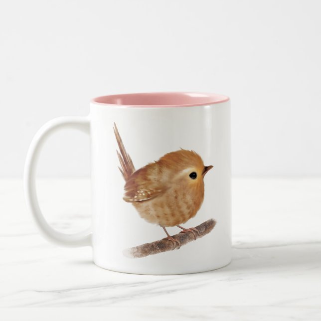 Wren Bird  Two-Tone Coffee Mug (Left)