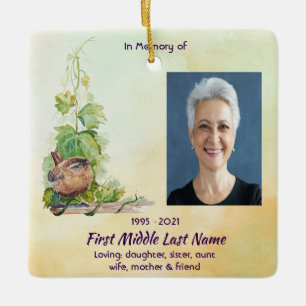 Wren Bird Vineyard Memorial Keepsake Ceramic Ornament