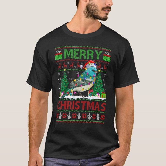 Wren Bird   Xmas Tree Ugly Santa Wren Christmas T-Shirt (Front)