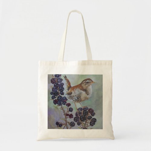 Wren  Brambles artwork by Joanne Casey Tote