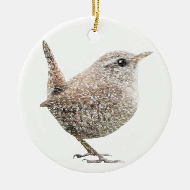 Wren Ceramic Ornament (Front)