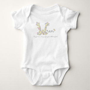 Wren girls name meaning monogram romper