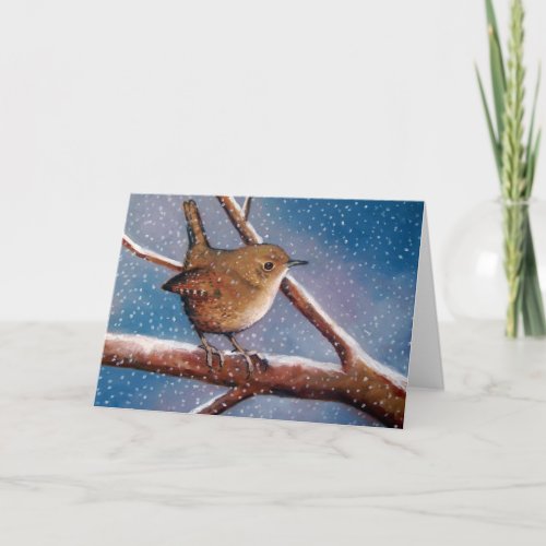 Wren In Winter Art Note Card