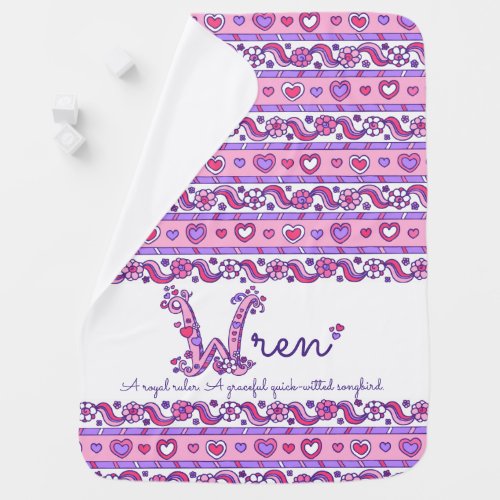 Wren name with name meaning hearts baby blanket