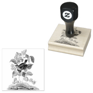 Wren Raspberry Vintage Scrapbooking Rubber Stamp