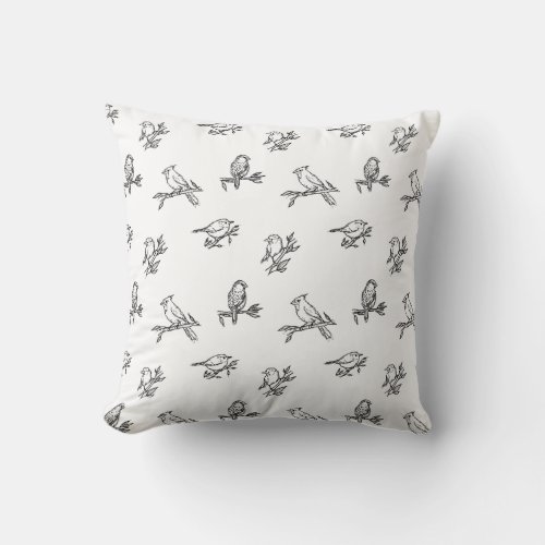 Wren Sparrow Cardinal Bird Small Bird Throw Pillow