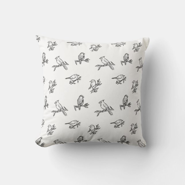 Wren Sparrow Cardinal Bird Small Bird Throw Pillow (Front)
