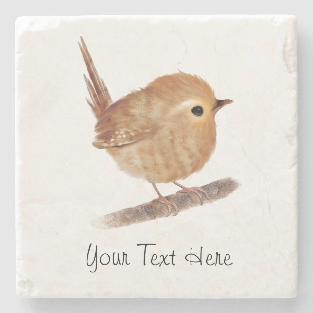 Wren Wildlife Personalized Marble Coasters (Front)