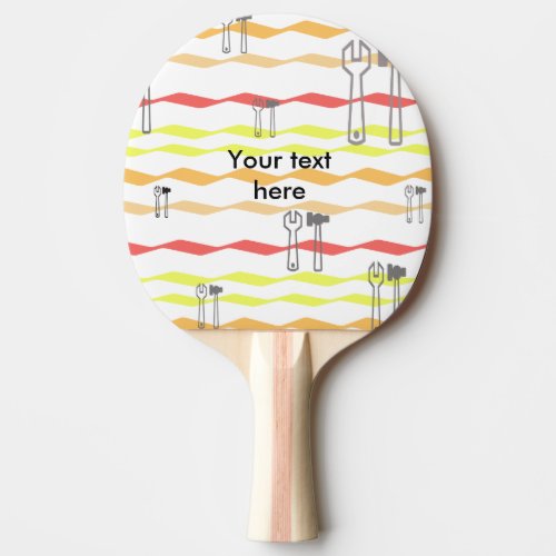 Wrench and hammer with zigzagged  lines ping pong paddle