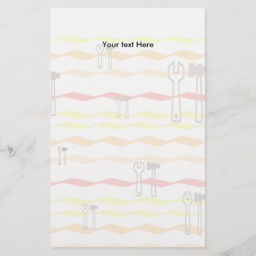 Wrench and hammer with zigzagged  lines stationery