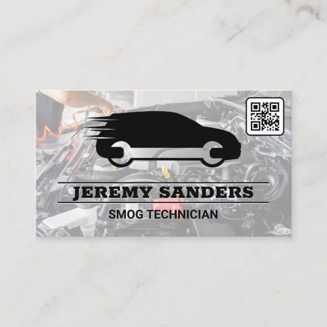 Wrench Auto Logo Services QR Code Business Card Zazzle