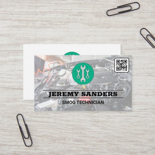 Wrench  Auto Services  Engine Bay  QR Code Business Card