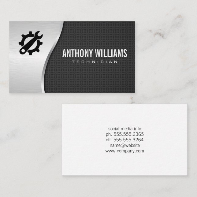 Wrench Gear Carbon Fiber and Metal Business Card (Front/Back)
