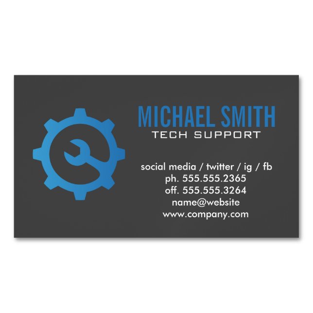 Wrench Gear Logo Business Card Magnet (Front)