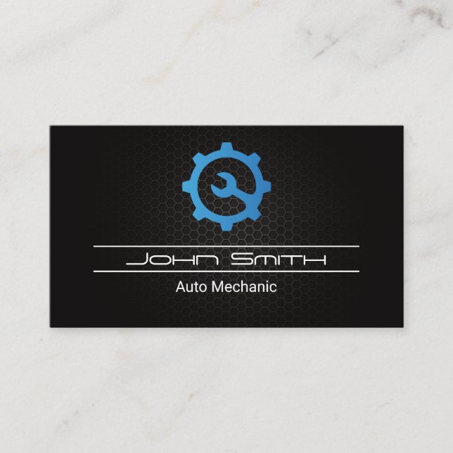 Wrench Gear Logo Carbon Fiber Pattern Business Card (Front)