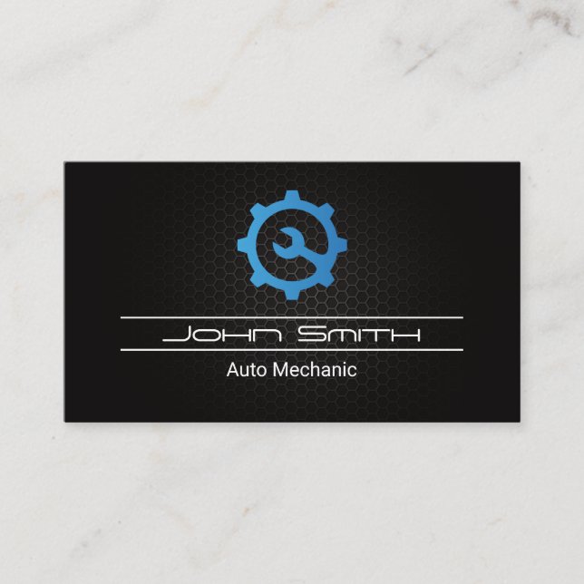 Wrench Gear Logo |  Carbon Fiber Pattern Business Card (Front)