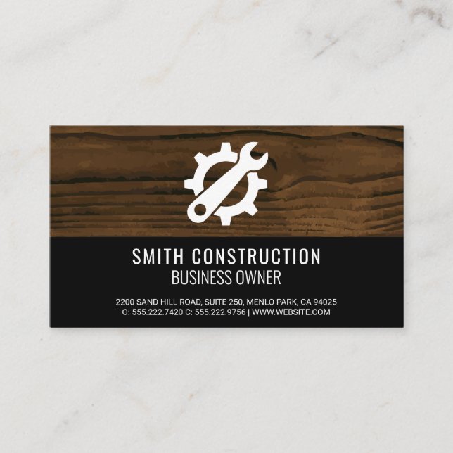 Wrench Gear Logo | Wood Business Card (Front)