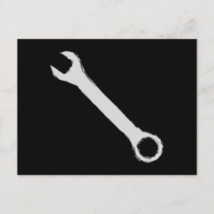 Wrench. Gray and Black. Spanner. Postcard