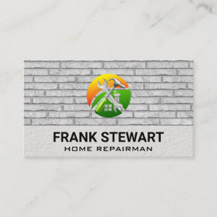 Wrench Hammer   Brick wall Background  Business Card