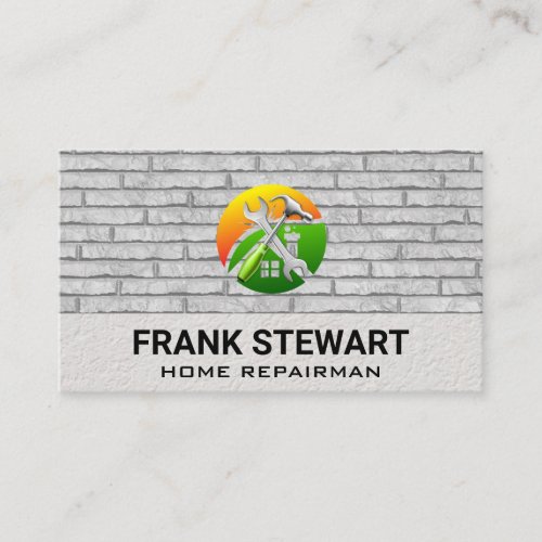 Wrench Hammer  Brick wall Background  Business Card