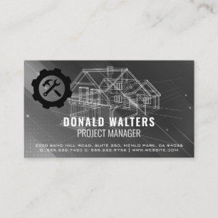 Wrench Hammer Logo   Builder Blueprints Business Card