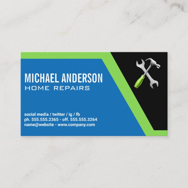 Wrench Hammer Logo Business Card (Front)