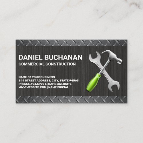 Wrench Hammer  Metal  Construction Business Card