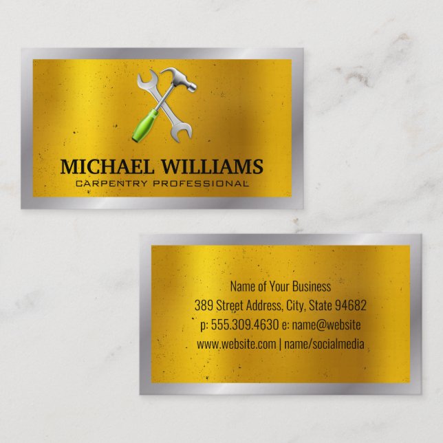 Wrench Hammer | Metallic Business Card (Front/Back)