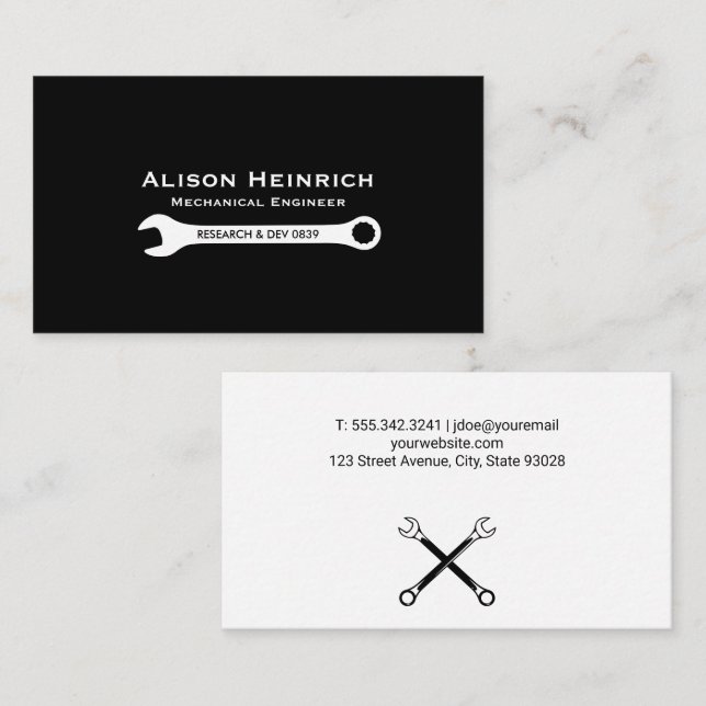 Wrench Hardware Tools Business Card (Front/Back)